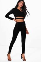 Boohoo Rey Rouched Front Jersey Leggings Black