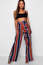 Boohoo Petite Bea Bright Stripe Belted Wide Leg Trouser