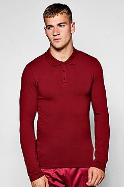 Boohoo Long Sleeve Muscle Fit Polo