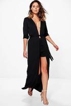 Boohoo Audrina Tie Waist Texture Duster & Short Co-ord