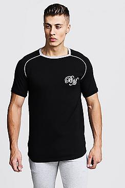 Boohoo Raglan Bm Curved Hem Tee With Piping