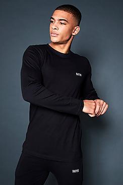 Boohoo Active Long Sleeve Curved Hem Gym T-shirt