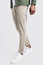 Boohoo Skinny Cuffed Chino Trouser With Drawcord Waist