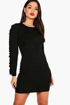 Boohoo Cat Ruffle Sleeve Bodycon Dress