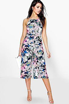 Boohoo Eden Floral Print Culotte Jumpsuit