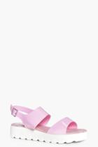 Boohoo Ellie Cleated Two Part Flat Sandals Pink