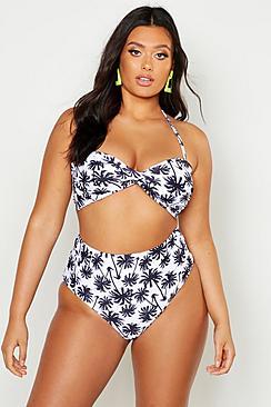 Boohoo Plus Mix & Match Palm Twist Bandeau Top