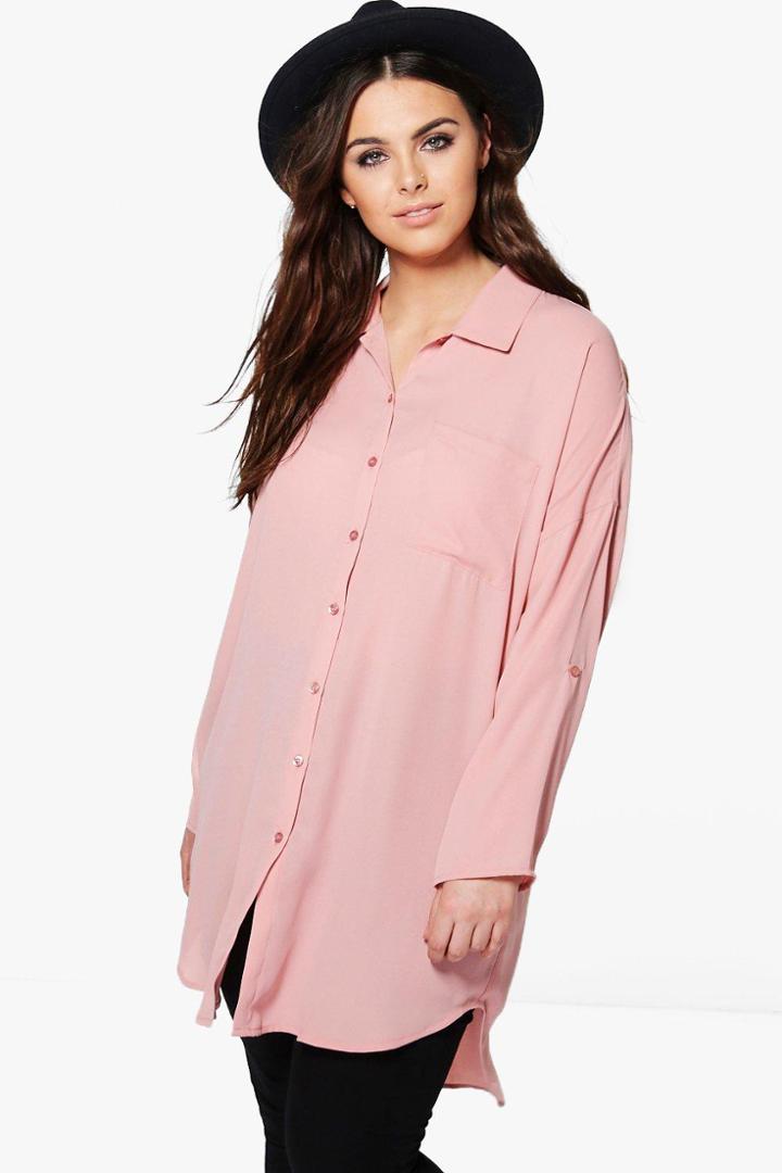 Boohoo Plus Eva Oversized Shirt Rose