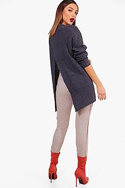 Boohoo V Neck Split Back Jumper