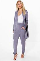 Boohoo Jessica Slinky Tapered Trouser & Duster Co-ord Slate