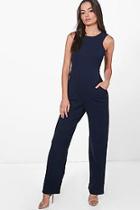 Boohoo Olivia Round Neck Wide Leg Jumpsuit