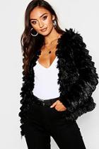 Boohoo Petite Tiered Faux Fur Jacket