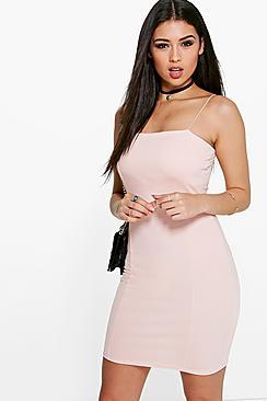 Boohoo Peyton Crepe Square Neck Bodycon Dress