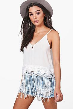 Boohoo Clare Crochet Trim Cami