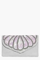 Boohoo Emma Boutique Mermaid Sequin Clutch Bag Grey
