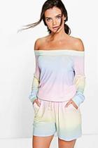 Boohoo Freya Ombre Print Slash Neck Lounge Playsuit