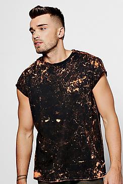 Boohoo Cap Sleeve T Shirt With Bottle Bleach