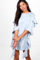 Boohoo Heather Frill Sleeve Detail Shift Dress Sky