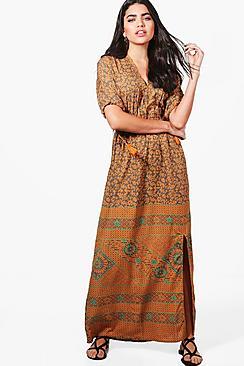 Boohoo Lyla Paisley Print Kimono Maxi Dress