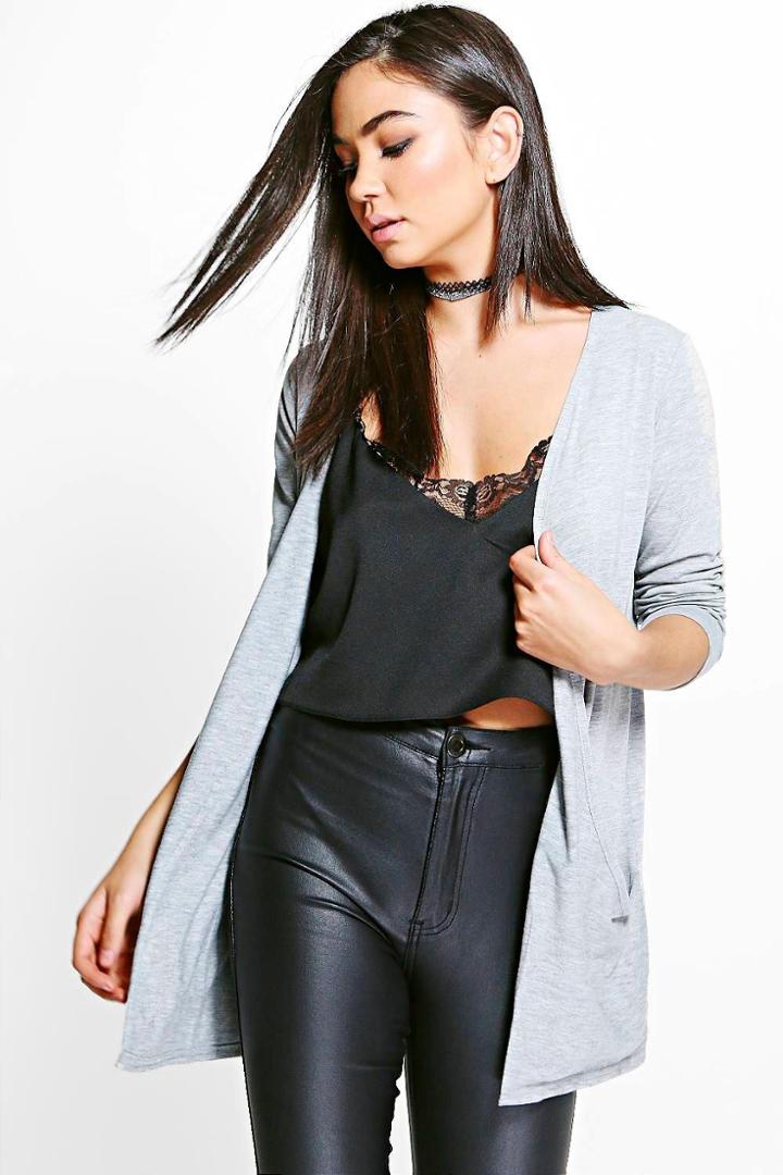 Boohoo Lucy Jersey Pocket Jacket Grey