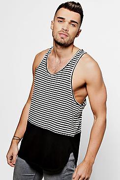 Boohoo Racer Back Vest With Contrast Curve Hem
