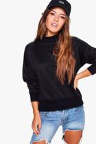 Boohoo Petite Anabelle High Neck Drop Arm Sweat Black