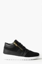 Boohoo Zip Detail Lace Up Trainer Black