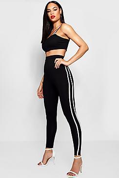 Boohoo Jayde Double Side Stripe Jersey Leggings