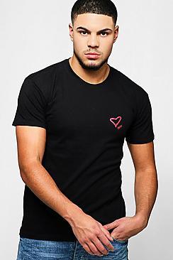 Boohoo Heart Placement Print T-shirt