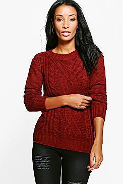 Boohoo Hannah Cable Knit Marl Chunky Jumper