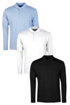 Boohoo 3 Pack Long Sleeve Muscle Fit Polos Multi