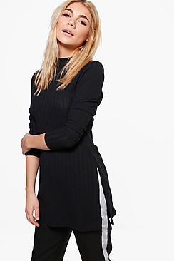 Boohoo Charlotte Side Split High Neck Tunic