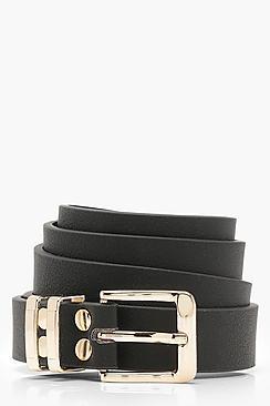 Boohoo Tia Tipped Square Buckle Boyfriend Belt