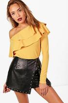 Boohoo Willow Frill One Shoulder Top