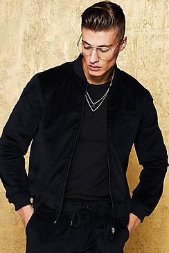 Boohoo Velour Smart Bomber Jacket