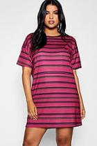 Boohoo Plus Striped T Shirt Dress