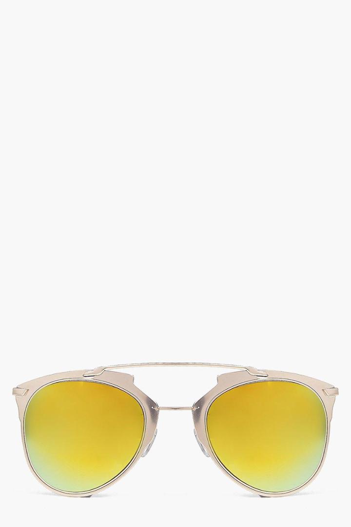 Boohoo Maya Thick Metal Frame Aviator Sunglasses Gold