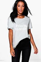 Boohoo Ella Priority Printed Oversized T-shirt