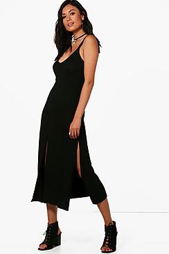 Boohoo Strappy Split Midi Dress