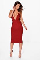 Boohoo Larisa Strappy Suedette Midi Dress Rust