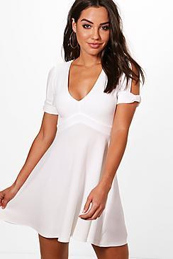 Boohoo Sleeve Detail Skater Dress