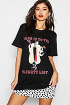 Boohoo Disney Christmas Cruella Naughty List  T-shirt
