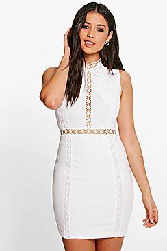 Boohoo Boutique Ria Crochet Lace Panelled Bodycon Dress