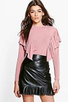 Boohoo Jessica Ruffle Sleeve Jumper
