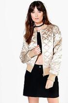 Boohoo Olivia Quilted Satin Bomber