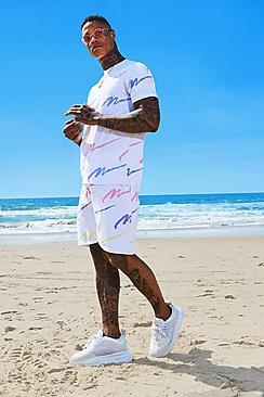 Boohoo All Over Man Printed T-shirt & Short Set