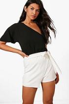 Boohoo Janey Monochrome One Shoulder Skort Style Playsuit