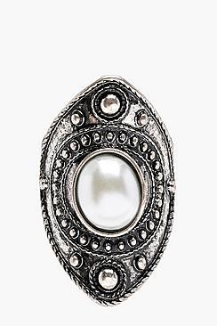 Boohoo Jenna Pearl Statement Stone Ring