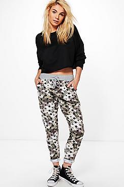 Boohoo Zahara Star Print Camo Sweat Joggers