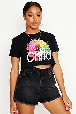 Boohoo Wild Child Rhinestuds Cropped Tee